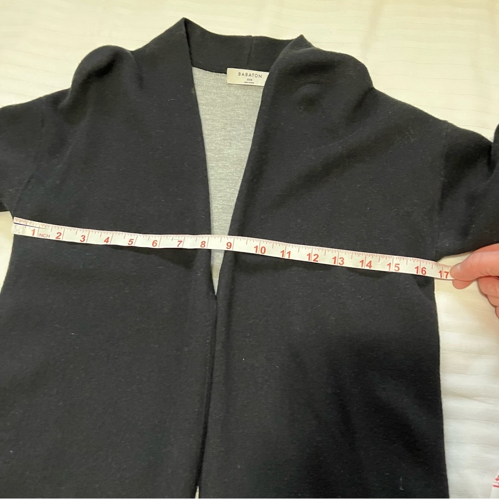 Aritzia Babaton Lance Long Line Wool Blend Cardigan Black / Grey size XXSmall - Picture 7 of 16